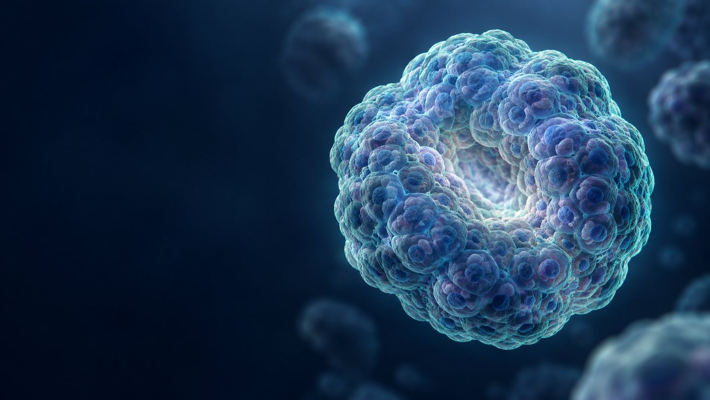 A rounded three dimensional organoid made of many small cells